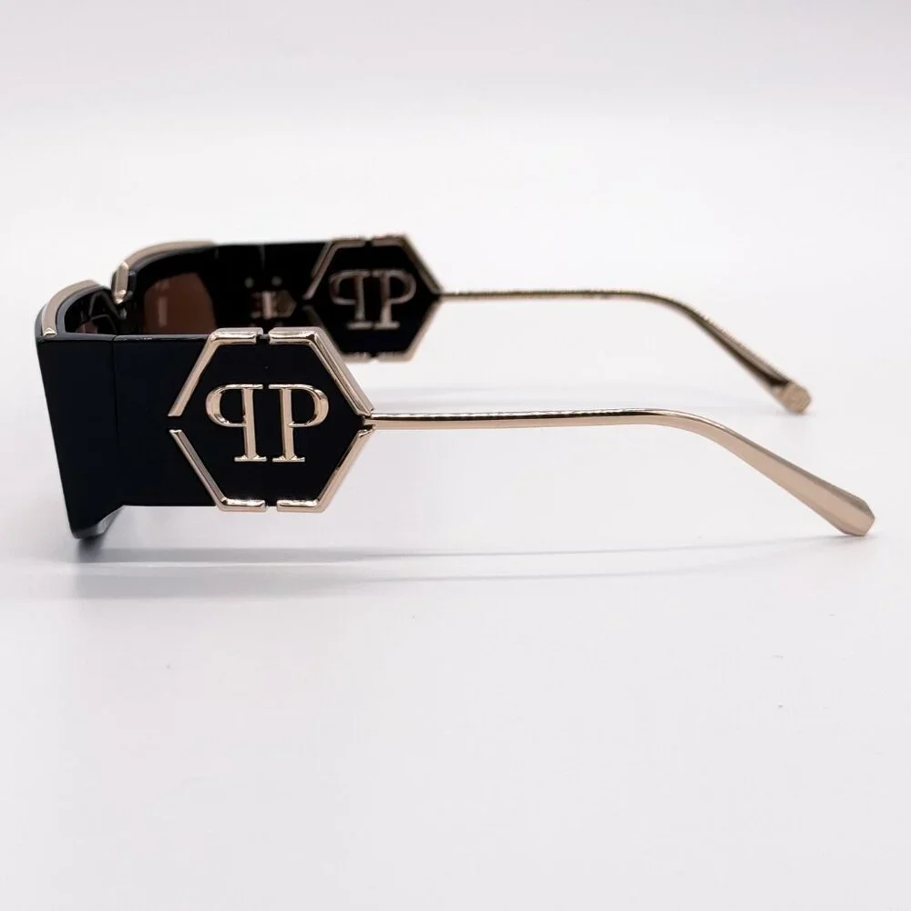 NEW PHILIPP PLEIN ROSE VENUS SPP119M 700G SHINY BLACK MEN SUNGLASSES